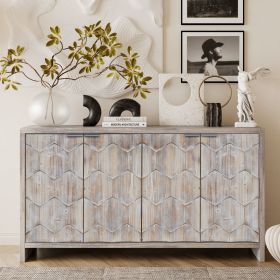 Accent Cabinet Farmhouse Style 4 Door Wooden Cabinet Sideboard Buffet Server Cabinet Storage Cabinet, for Living Room, Entryway, Hallway, Office (Color: as Pic)