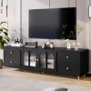 70.9" Modern TV Stand for TVs up to 75 Inches,Entertainment Center with Glass Door,4 Drawers and 2 Cabinets
