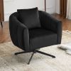 360° Swivel Accent Chair, Modern Velvet Fabric Living Room Armchair, Comfy Wide Upholstered with Fluffy Cushion and Metal Legs