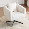360Â° Swivel Accent Chair, Modern Velvet Fabric Living Room Armchair, Comfy Wide Upholstered with Fluffy Cushion and Metal Legs