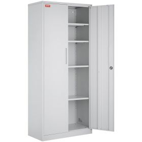 VEVOR Metal Storage Cabinet, Steel Locking Storage Cabinet with 2 Magnetic Doors and 4 Adjustable Shelves (Number of Layers: 5 Layers, Color: All White)