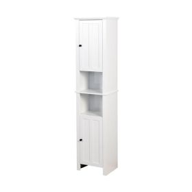Bathroom Floor Storage Cabinet with 2 Doors Living Room Wooden Cabinet with 6 Shelves 15.75 x 11.81 x 66.93 inch (Color: as picture)