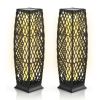 2 Pieces Solar-Powered Diamond Wicker Floor Lamps with Auto LED Light