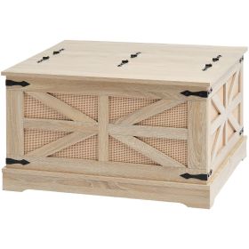 VEVOR Rattan Coffee Table Rectangle Rattan Coffee Table 2-Tier for Living Room (default: default)