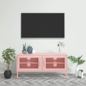 TV Stand Pink 41.3"x13.8"x19.7" Steel (Color: Pink)
