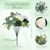 Hoteam 2 Bundles Artificial Flowers Combo Silk Mix Purple Fake Flowers with Stems Roses Chrysanthemum Dahlia Greenery Combo Set for DIY Wedding Bouque