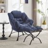 Lazy Chair with Ottoman, Modern Lounge Accent Chair with Armrests and a Side Pocket