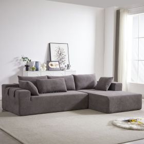Modern Chenille Upholstered Sectional Sofa Couch Set,Modular 108" L Shaped Sectional Living Room Sofa Set With 6 Pillows (Color: as Pic)
