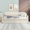 Twin Size Upholstery DayBed with Trundle and USB Charging Design; Trundle can be flat or erected