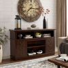 Retro TV Stand with Storage for TVs up to 65'' Mid Century Modern TV Stand & Entertainment Center with Shelf, TV Stand for Media
