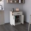 Pantry Organizer Cabinet 33" H, 1 Drawer, 2 Interior Shelves, 2 Doors, Ivory / Natural Oak