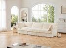 Slipcovered Sofa Couch, Modern 3 Seater Sofa with Suppleness Armrests,Deep Seat Sofa with Soft Multiple Big Pillows, Comfy Couch for Living Room