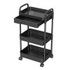 Rolling Utility Cart Movable Storage Organizer with Drawer Lockable Wheels 360 Degree Rotatable Hallow Design for Bedroom Bathroom Kitchen