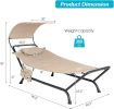 Hanging Hammock with Stand, Patio Hanging Chaise Lounge Chair w/Canopy, Cushion, Pillow & Storage Bag