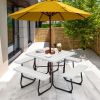 Outdoor Picnic Table with 4 Benches and Umbrella Hole