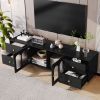 70.9" Modern TV Stand for TVs up to 75 Inches,Entertainment Center with Glass Door,4 Drawers and 2 Cabinets