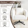 360Â° Swivel Accent Chair, Modern Velvet Fabric Living Room Armchair, Comfy Wide Upholstered with Fluffy Cushion and Metal Legs