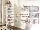 Rotating Shoe Rack Tower, 7-Tier Spinning Shoe Rack, Free Standing 360° Revolving Shoe Organizer