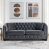 77-Inch Modern Chesterfield Velvet Sofa, 3-Seater Sofa, Upholstered Tufted Backrests with Nailhead Arms and 2 Cushions for Living Room, Bedroom