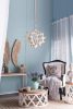 6 - Light Wood Chandelier, Hanging Light Fixture with Adjustable Chain for Kitchen Dining Room Foyer Entryway, Bulb Not Included