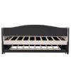 Upholstered Daybed Sofa Bed Twin Size With Trundle Bed and Wood Slat