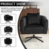 360° Swivel Accent Chair, Modern Velvet Fabric Living Room Armchair, Comfy Wide Upholstered with Fluffy Cushion and Metal Legs